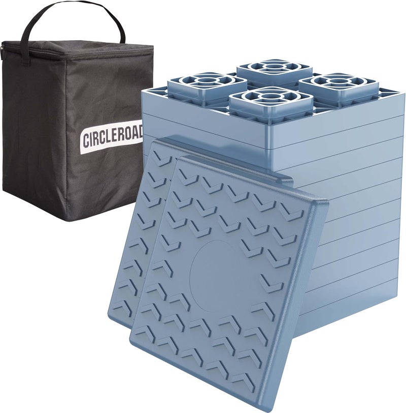 CircleRoad Heavy Duty RV Leveling Blocks 12 Pack, Interlocking Design Camper Leveling Blocks with Packing Bag, Ideal for Leveling Single and Dual Wheels (Gray) - Image 1