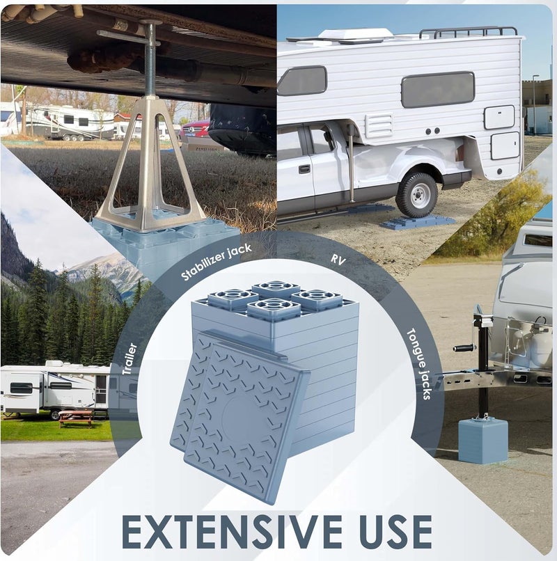 CircleRoad Heavy Duty RV Leveling Blocks 12 Pack, Interlocking Design Camper Leveling Blocks with Packing Bag, Ideal for Leveling Single and Dual Wheels (Gray) - Image 5