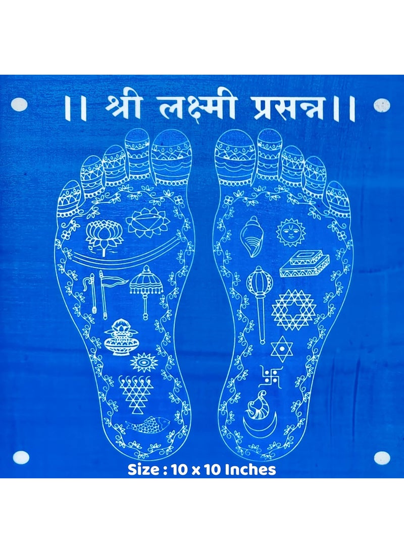 anciently Anciently Shri Laxmi Prasanna Rangoli Stencil Rangoli Stencil Wooden, Rangoli Sacha Wooden, 1 Piece (10x10 Inches)  - Image 2