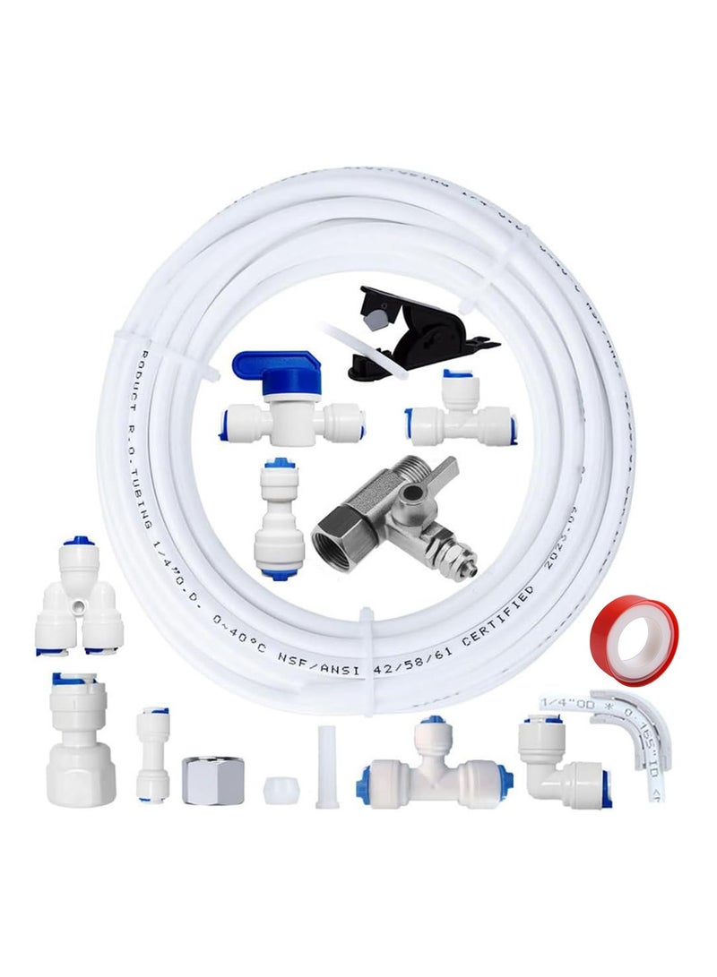 MVAQKLM  15M Refrigerator Water Line Kit, Ice Maker Installation Kit with 3/8" Feed Adapter & 1/4" OD Tubing, Quick Connect Fittings, Universal for Fridge, RO System & Water Filter, Leak Proof - Image 1