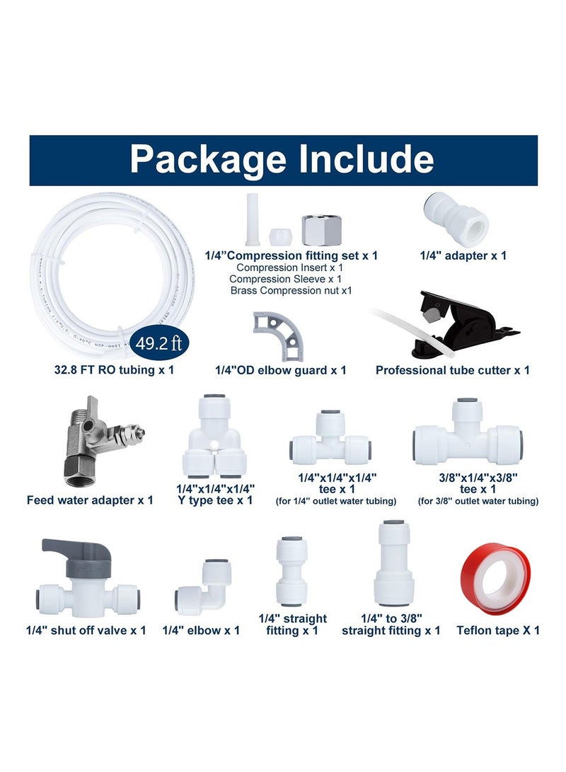 MVAQKLM  15M Refrigerator Water Line Kit, Ice Maker Installation Kit with 3/8" Feed Adapter & 1/4" OD Tubing, Quick Connect Fittings, Universal for Fridge, RO System & Water Filter, Leak Proof - Image 3