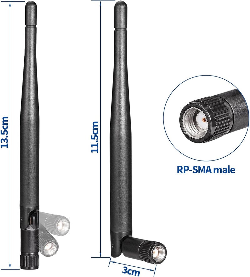 BINGFU Dual Band WiFi Antenna 2.4GHz 5GHz 5.8GHz 3dBi RP-SMA Male Antenna Replacement (4-Pack) for WiFi Router Wireless Network Card USB Adapter Security IP Camera Video Surveillance Monitor - Image 2