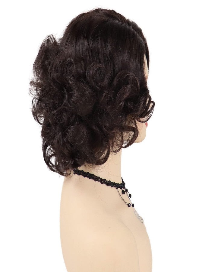 GNIMEGIL Brown Curly Wig 12 Inch Short Hair Fleabag Wigs Natural Fluffy Synthetic Wig Carnival Party Halloween Costume For Women Layered Wavy Brown Chin Length Wigs - Image 3