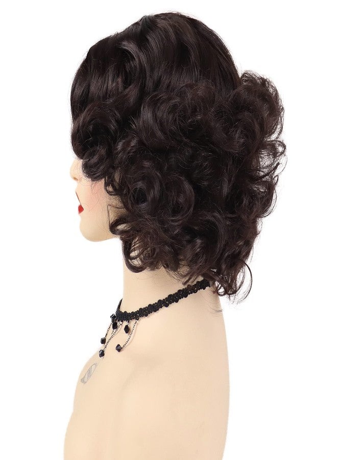 GNIMEGIL Brown Curly Wig 12 Inch Short Hair Fleabag Wigs Natural Fluffy Synthetic Wig Carnival Party Halloween Costume For Women Layered Wavy Brown Chin Length Wigs - Image 2