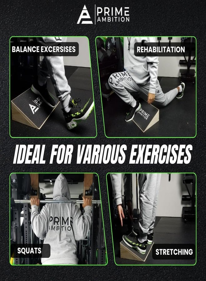 Prime Ambition™ Premium Knees Over Toes Slant Board for Athletic Performance, Training Incline Board for Squats, 1000 Lbs Weight Capacity, Wooden Incline Boards with Non-Slip Surface for Calf Stretch, - Image 5