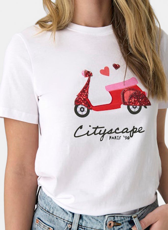 ONLY ONLY Womens Kita Life Shortsleeve Heart Top  - Image 3