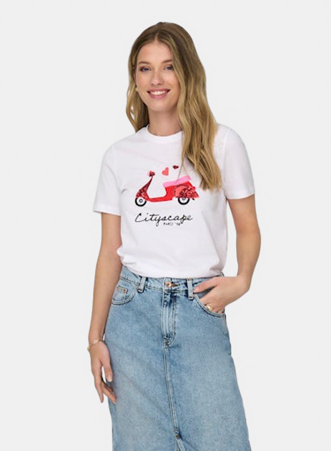 ONLY ONLY Womens Kita Life Shortsleeve Heart Top  - Image 2