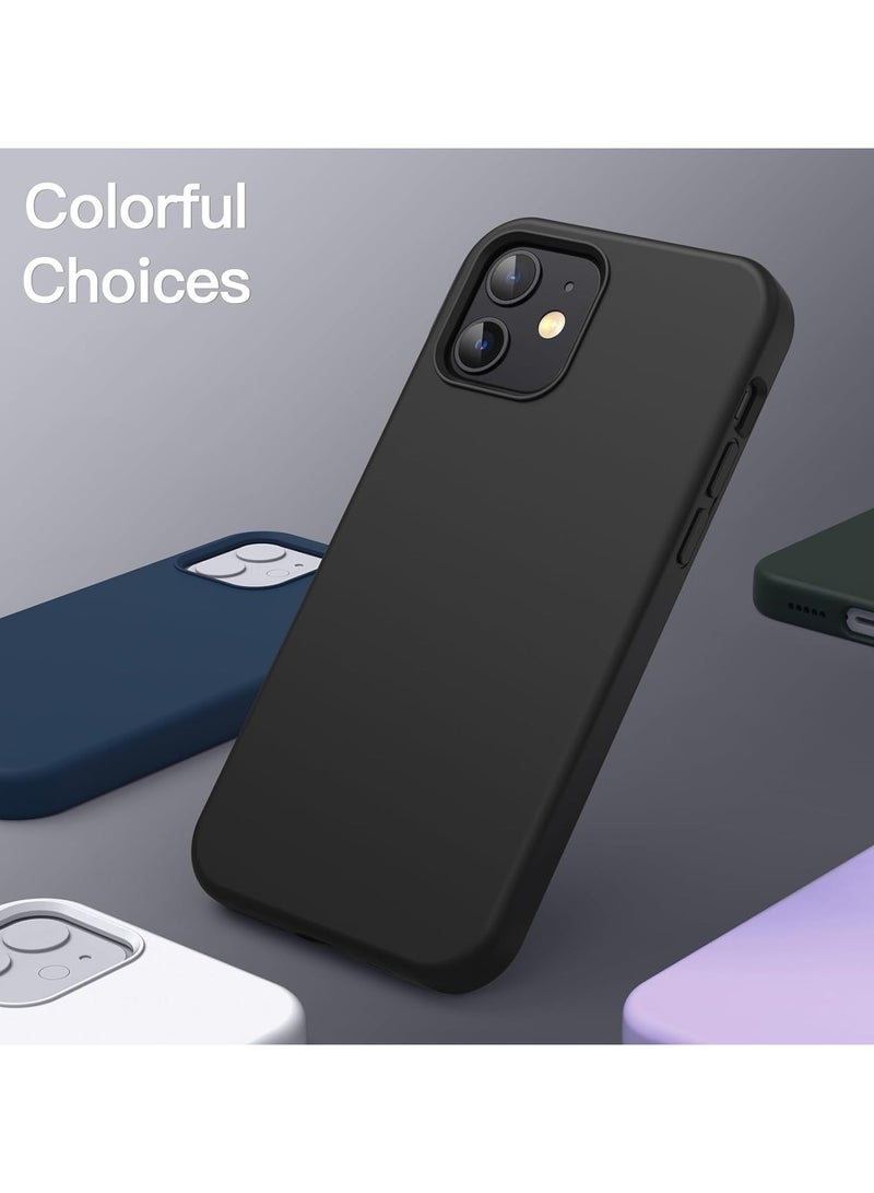 أكاليكس جراب سيليكون متوافق مع iPhone 12/12 Pro، سيليكون سائل رفيع، طبقات من المطاط الهلامي الناعم المقاوم للصدمات، جراب حماية للهاتف مع بطانة من مادة TPU (أسود) - Image 4