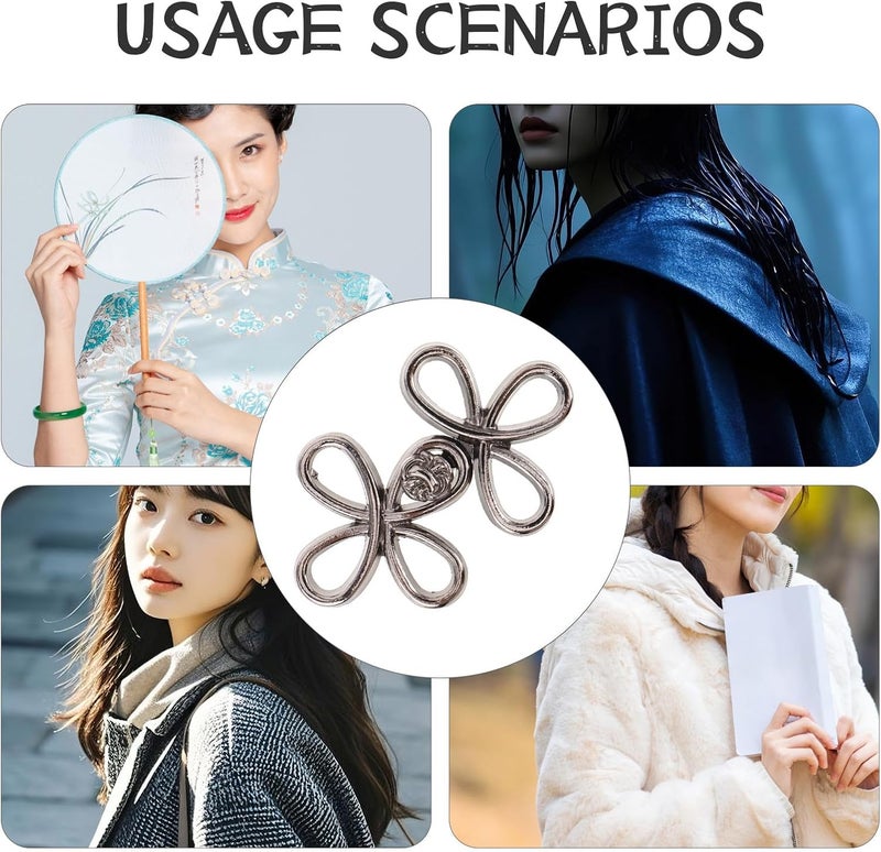 12 Pairs Vintage Metal Sewing Buttons for Suits and Coats, Round Black Chinese Style Fasteners for Shawls, Cardigans, and Cloaks, Decorative Clothing Buttons for Women’s Apparel - Image 3