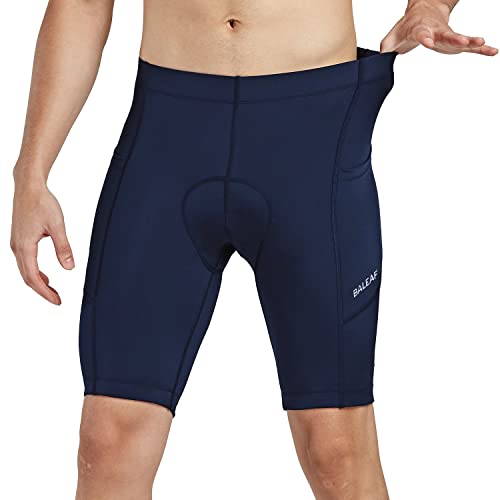 baleaf Men's Bike Shorts 3D Padded Cycling Road Biking Bicycle Riding Clothes Pockets UPF 50+ MTB Accessories Tights Dark Blue L - Image 2