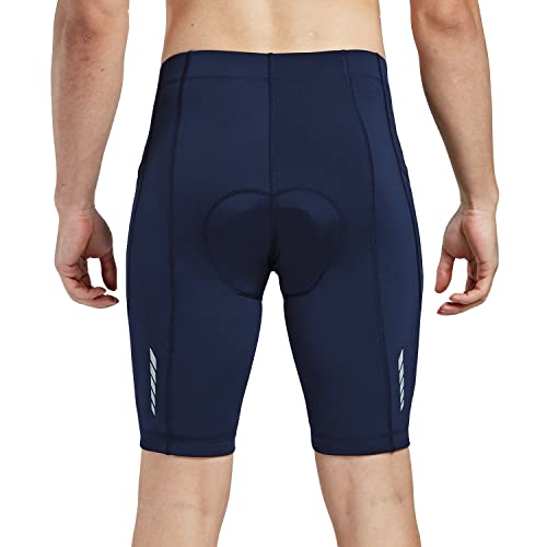 baleaf Men's Bike Shorts 3D Padded Cycling Road Biking Bicycle Riding Clothes Pockets UPF 50+ MTB Accessories Tights Dark Blue L - Image 3