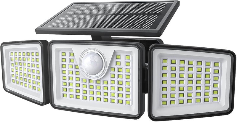 daphino Solar Lights Outdoor 2500LM Motion Sensor Outdoor Lights,3 Head 355° Wide Angle Street Area Lights, Waterproof Security Lights with 3 Modes(Non-Remote,1 Pcs) - Image 1