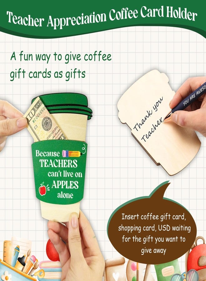 KATINAT Latte Coffee Teacher Gift Card Holder, Wooden Thank You Card Sleeve, Teacher Appreciation Gifts for Women Men, End of Year, Preschool, Middle School - Image 4
