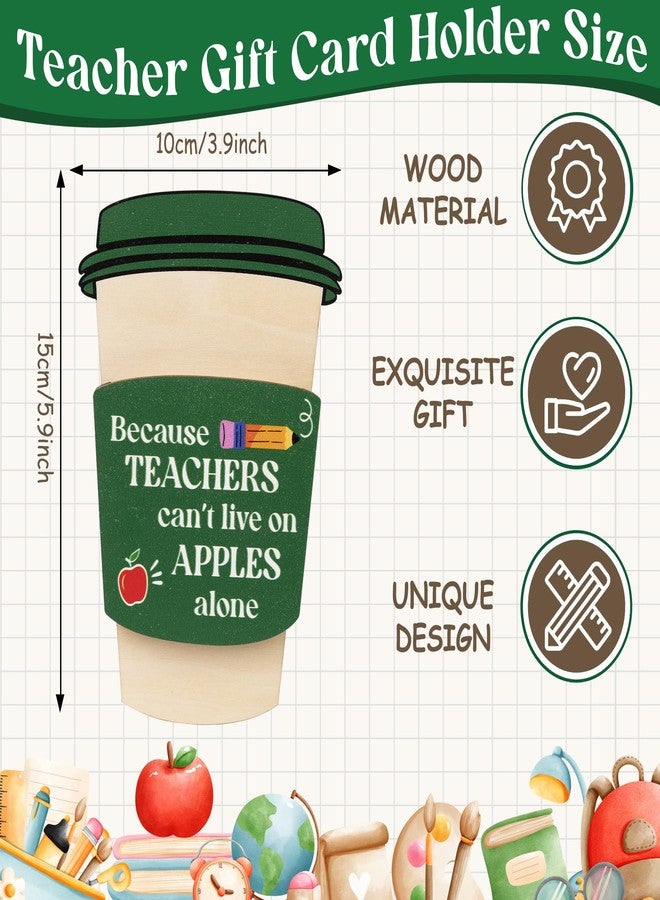 KATINAT Latte Coffee Teacher Gift Card Holder, Wooden Thank You Card Sleeve, Teacher Appreciation Gifts for Women Men, End of Year, Preschool, Middle School - Image 2
