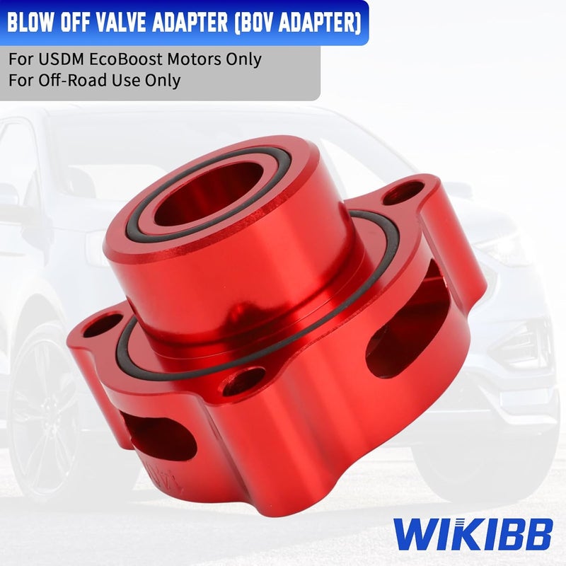 WIKIBB Blow Off Valve Adapter for Ford EcoBoost Models - CNC Billet Aluminum Red - Image 2