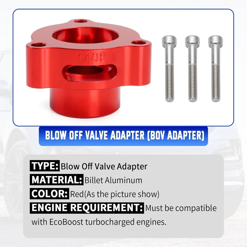 WIKIBB Blow Off Valve Adapter for Ford EcoBoost Models - CNC Billet Aluminum Red - Image 5