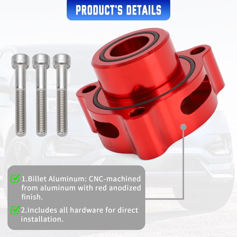 WIKIBB Blow Off Valve Adapter for Ford EcoBoost Models - CNC Billet Aluminum Red - Image 4
