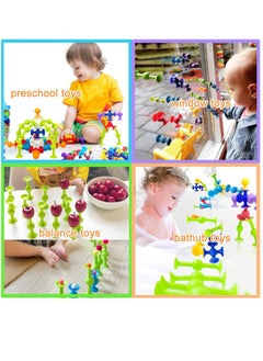Excefore 48 Piece Suction Cup Toys Bath Toys for Kids Ages 3+, Building Sensory Toys for Autistic Children, Travel Toys Window Toys Stem Learning Toys, Bathtub Toys with Storage for Kids  - Image 2