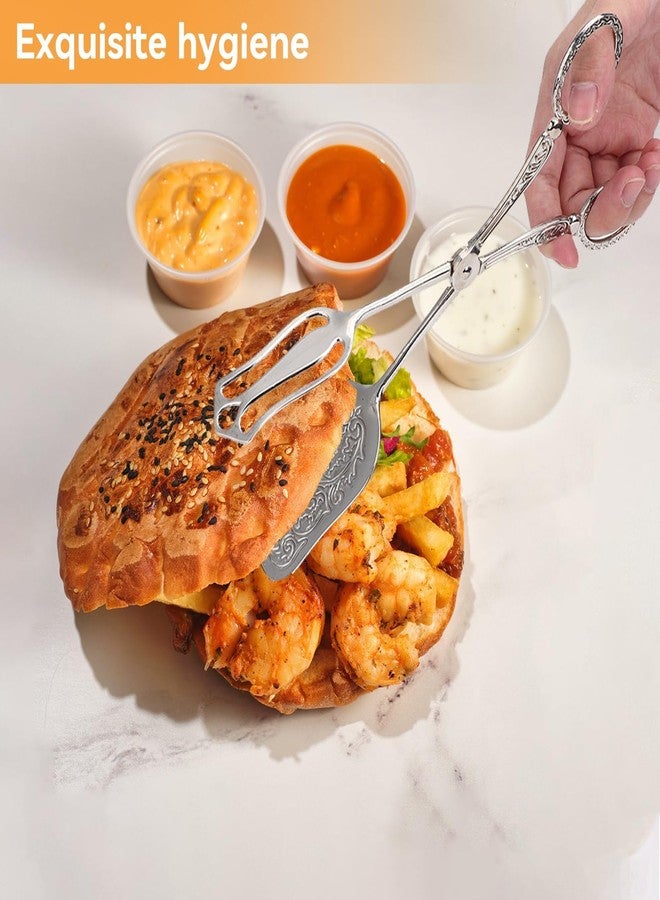 Agatige Food Buffet Clip, Zinc Alloy Silver Serving Salad Buffet Food Clip Tongs Vintage Bread Tongs for Serving Food Bread Cake, 23cm / 9.1in x 5cm / 2.0in(2PCS, Silver) - Image 4