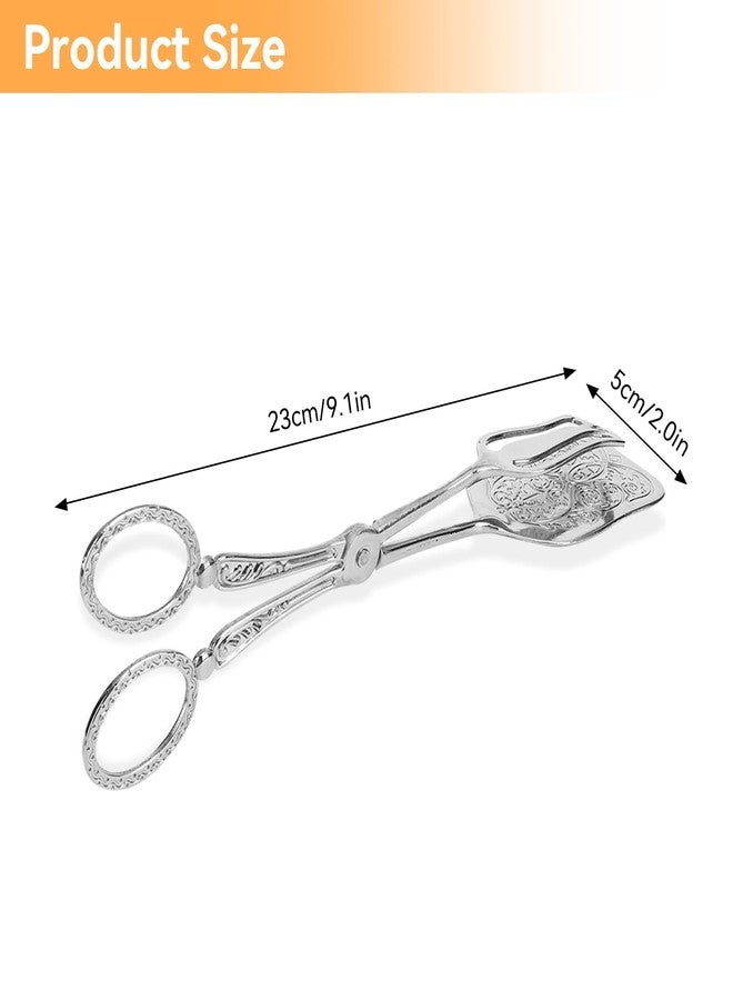 Agatige Food Buffet Clip, Zinc Alloy Silver Serving Salad Buffet Food Clip Tongs Vintage Bread Tongs for Serving Food Bread Cake, 23cm / 9.1in x 5cm / 2.0in(2PCS, Silver) - Image 5