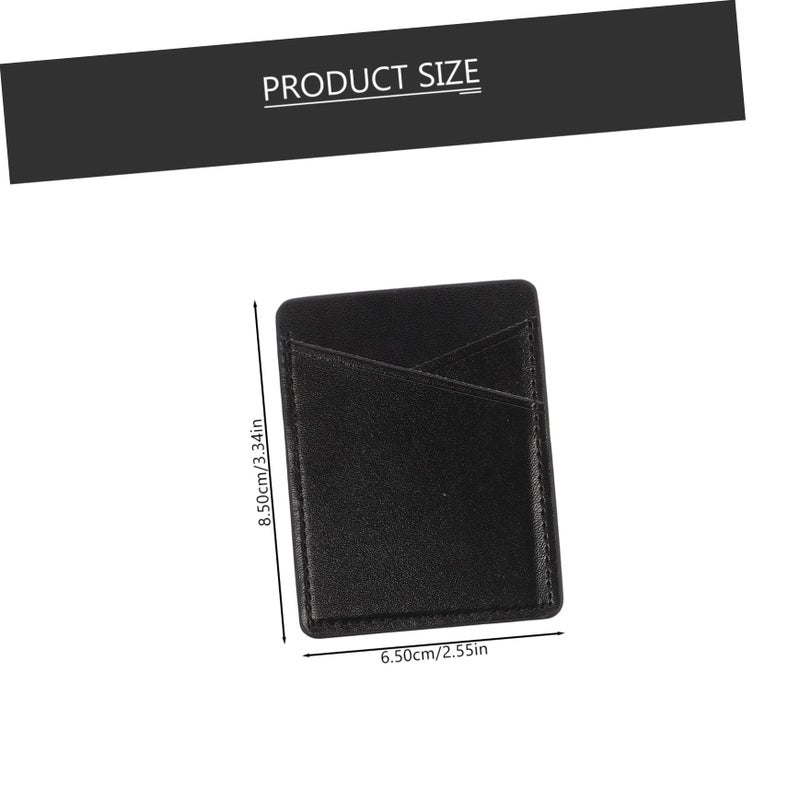 Black PU Leather Adhesive Card Holder Phone Wallet Attachment Pocket Case Compatible Most Smartphones - Image 3