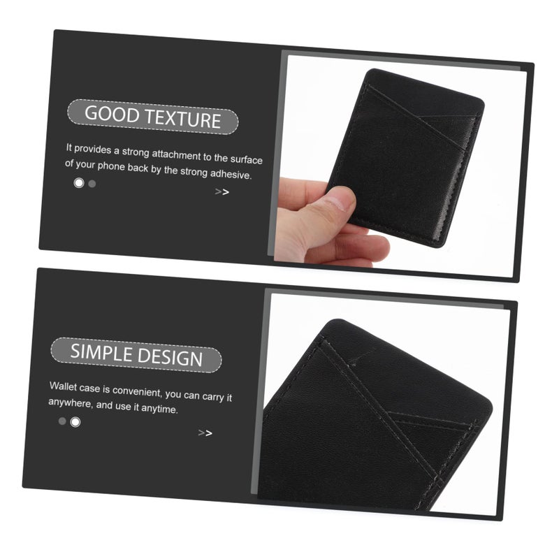 Black PU Leather Adhesive Card Holder Phone Wallet Attachment Pocket Case Compatible Most Smartphones - Image 5