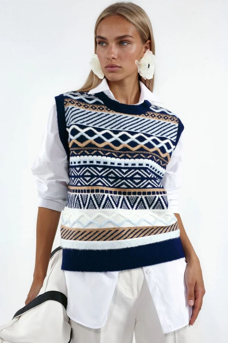 هيكاب Geometric Knit Sweater Vest