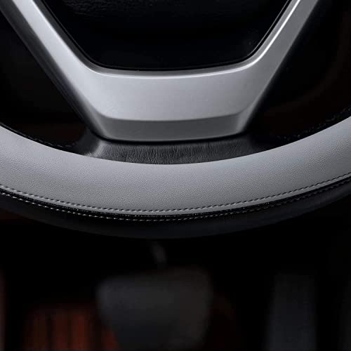 Valleycomfy Microfiber Leather Steering Wheel Covers Universal 15 inch (Gray) - Image 5