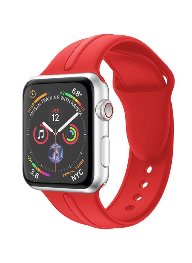 حزام بديل قابل للتعديل لساعة Apple Watch Series 5/6/7 42/44/45 ملم أحمر - Image 3