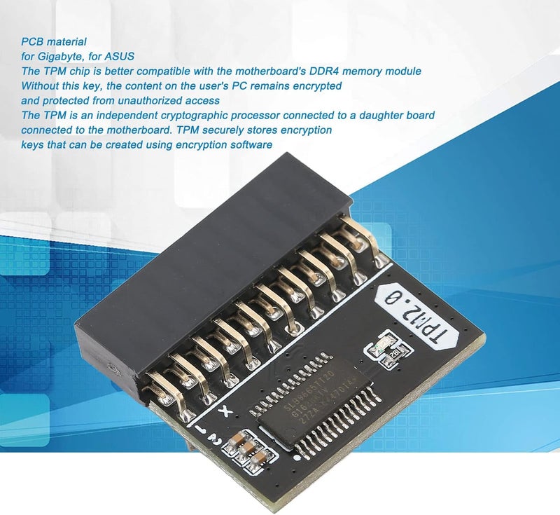 وحدة أمان التشفير TPM 2.0 من SUNGOOYUE، لوحة دوائر مطبوعة (PCB) بـ 20 طرفًا، معالج تشفير مستقل بـ 10 أطراف - Image 3