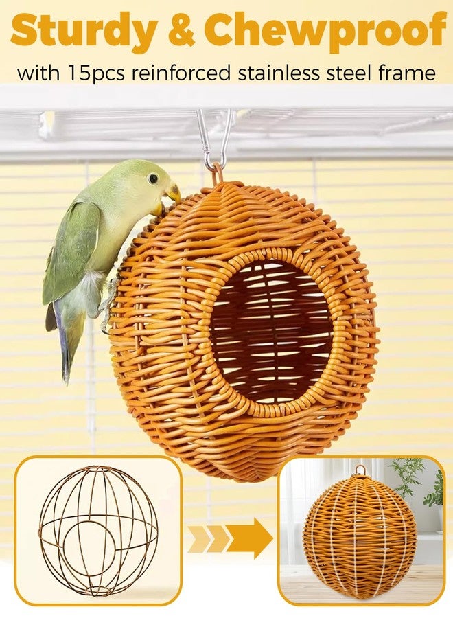 Jevnd Chewproof Steel Frame Bird Nest for Cage, Washable Small Bird Bed Hammock Hideout Lay Eggs Parakeet Nest Sleep, Parakeet Warm Bed House Hut for Lovebird, Canary, Budgie, Finch - Image 2