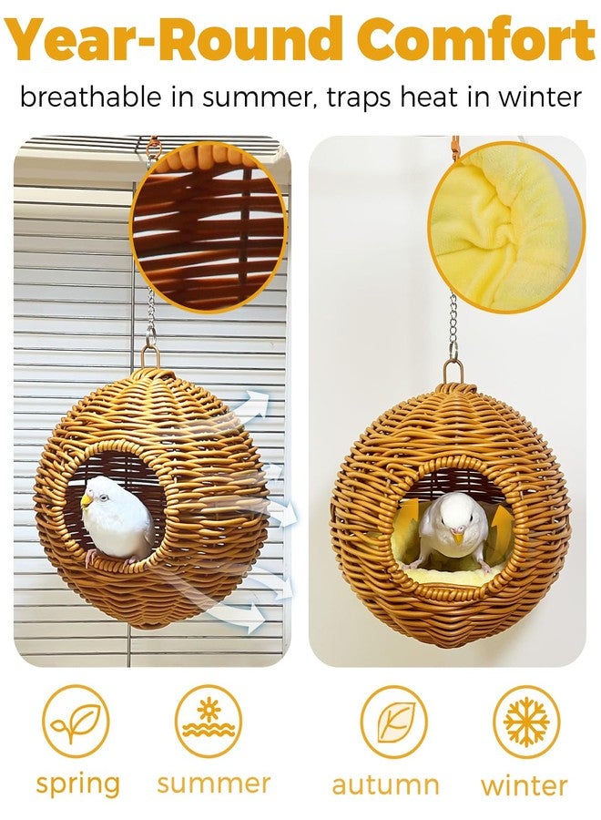 Jevnd Chewproof Steel Frame Bird Nest for Cage, Washable Small Bird Bed Hammock Hideout Lay Eggs Parakeet Nest Sleep, Parakeet Warm Bed House Hut for Lovebird, Canary, Budgie, Finch - Image 5
