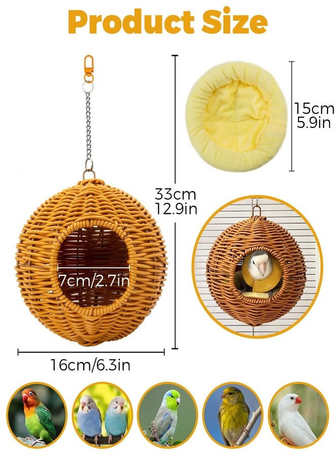 Jevnd Chewproof Steel Frame Bird Nest for Cage, Washable Small Bird Bed Hammock Hideout Lay Eggs Parakeet Nest Sleep, Parakeet Warm Bed House Hut for Lovebird, Canary, Budgie, Finch - Image 4
