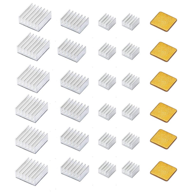 30 PCS Raspberry Pi 4 Heatsink Kit with Thermal Conductive Adhesive Tape, Aluminum Heat Sink Cooler and Copper Heatsink for Raspberry Pi B B+ 2/3/4/5