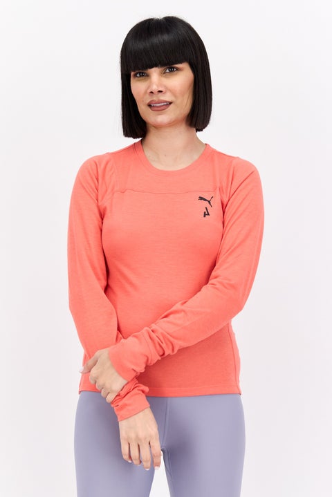 Women Sportswear Fit Long Sleeves Training Top, Coral