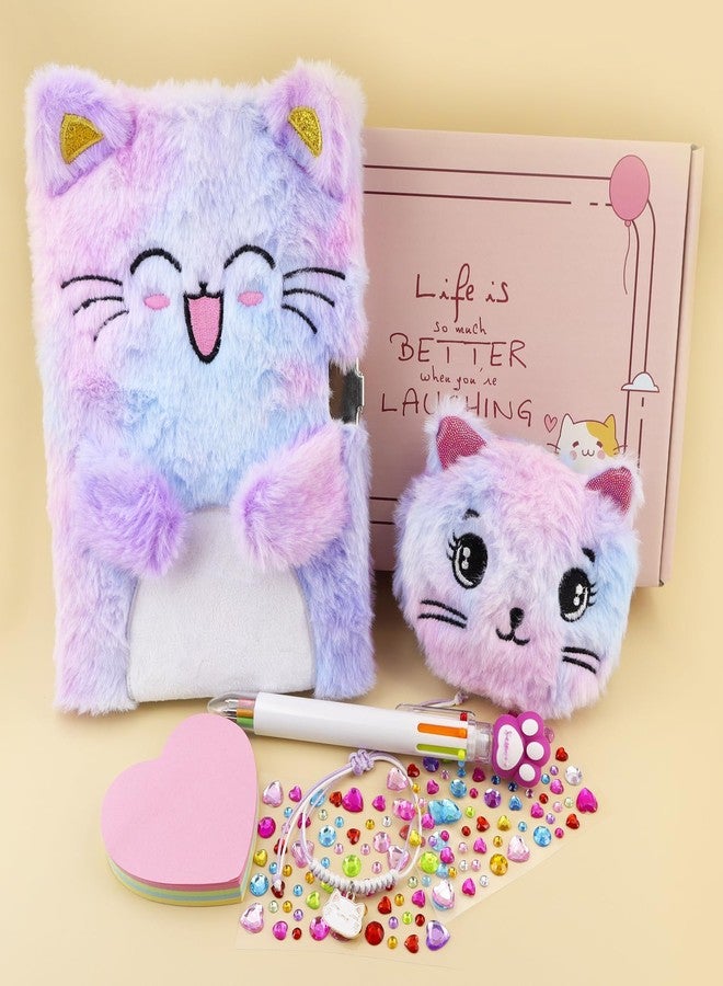 PJDRLLC Cat Diary with Lock, Gift for 6 7 8 Year Old Girl, Secret Diary Journal Notebook with Coin Purse, Multicolored Pen, Post-it Note, Stickers, Practical Gift for Birthday (A Happy Cat) - Image 3