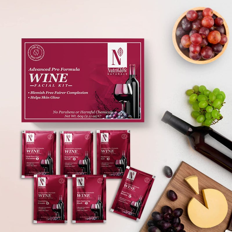 NutriGlow NATURALS Advance Pro Formula Combo of 4 Skin WhiteningGold KesarPapayaWine Facial kit 60gm Each For Skin Cell RepairReduce Scars Excess Pigmentation  Helps Skin Purifying - Image 3
