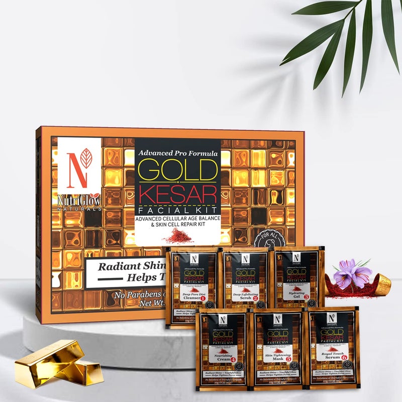 NutriGlow NATURALS Advance Pro Formula Combo of 4 Skin WhiteningGold KesarPapayaWine Facial kit 60gm Each For Skin Cell RepairReduce Scars Excess Pigmentation  Helps Skin Purifying - Image 4