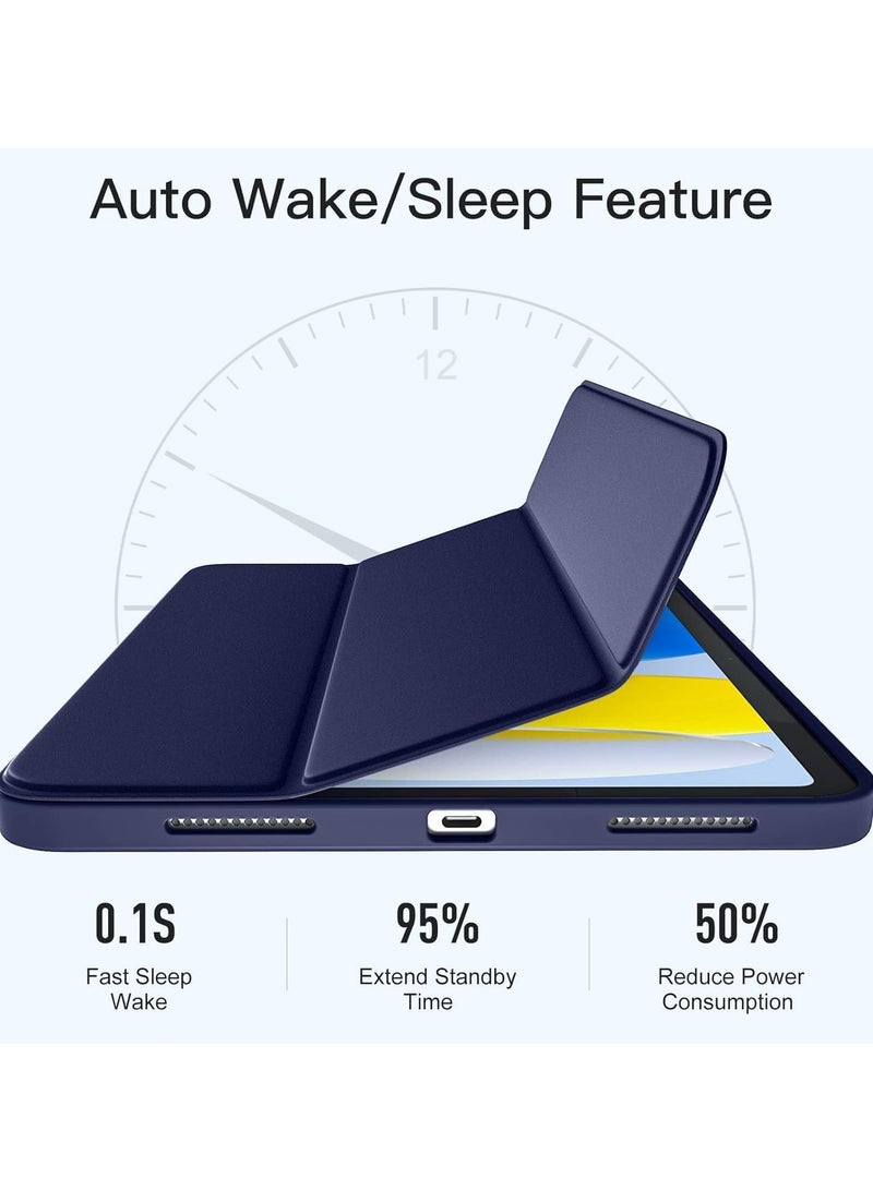 TIGER Compatible with iPad 10th Generation Case 10.9 Inch (2022) – Slim Trifold Stand Protective Cover with Pencil Holder – Soft TPU Back – Auto Sleep/Wake Function – Lightweight & Durable Smart Case  NAVY - Image 2