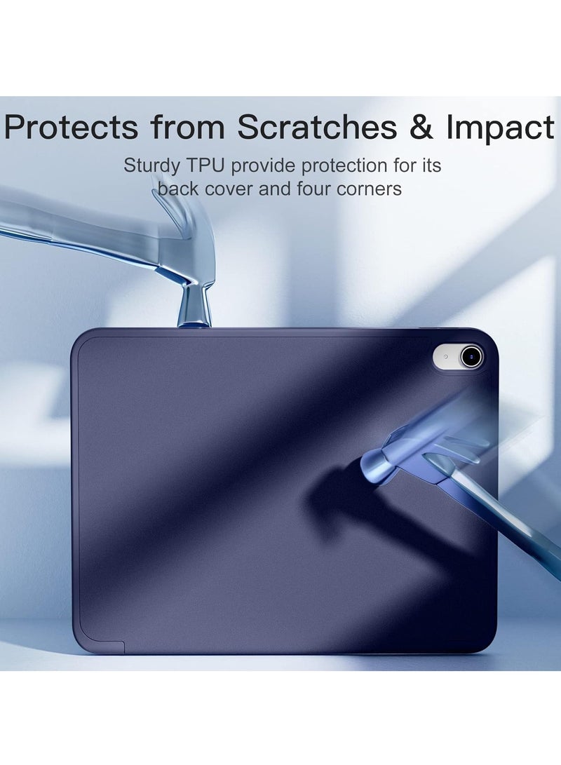 TIGER Compatible with iPad 10th Generation Case 10.9 Inch (2022) – Slim Trifold Stand Protective Cover with Pencil Holder – Soft TPU Back – Auto Sleep/Wake Function – Lightweight & Durable Smart Case  NAVY - Image 3