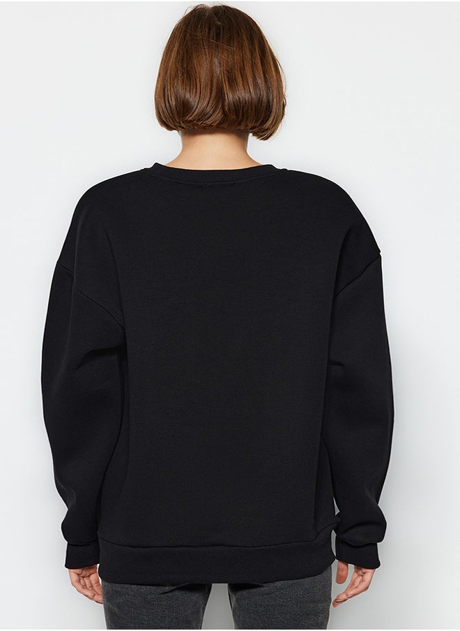 Black Oversize/Loose Cut Crew Neck Thick/Polar inside Knitted Sweatshirt TWOAW24SW00102 - pzsku/ZA69C2C78088E0495FA5BZ/45/_/1730941062/e0843449-8a07-4709-b2ab-314153f2205d