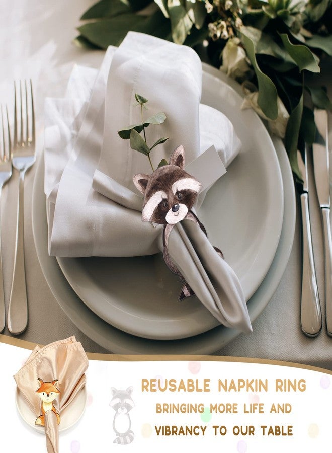 Seewey 12 Pcs Woodland Animals Wood Napkin Rings Baby Shower Decorations Wood Animal Napkin Rings Cute Table Decor for Woodland Safari Jungle Themed Baby Shower Supplies Holiday Parties - Image 3