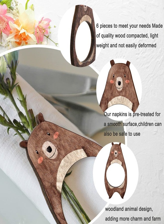 Seewey 12 Pcs Woodland Animals Wood Napkin Rings Baby Shower Decorations Wood Animal Napkin Rings Cute Table Decor for Woodland Safari Jungle Themed Baby Shower Supplies Holiday Parties - Image 4