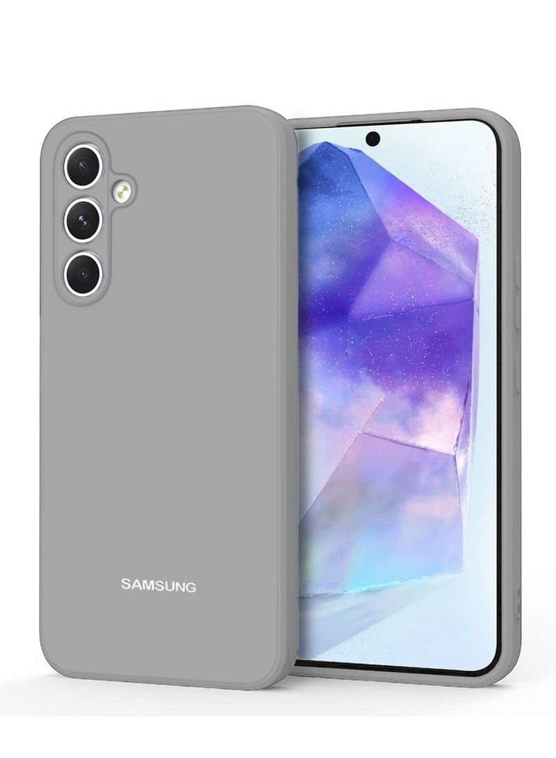 Wtech Premium Soft Liquid Silicone Case Cover For Samsung Galaxy A55 5G 2024 Grey - Image 1