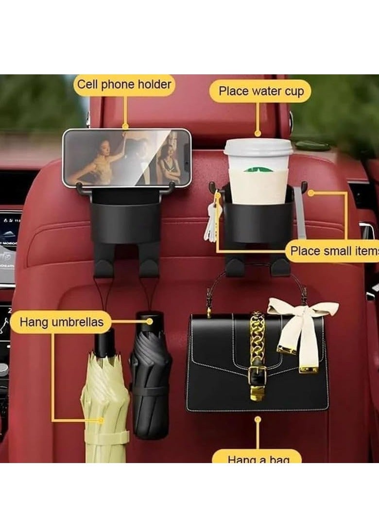 Loquat Multifunctional Hook for Car Seat Back 2 in 1 Car Seat Headrest Hook Car Back Hanging Mount Cup Storage - Image 3