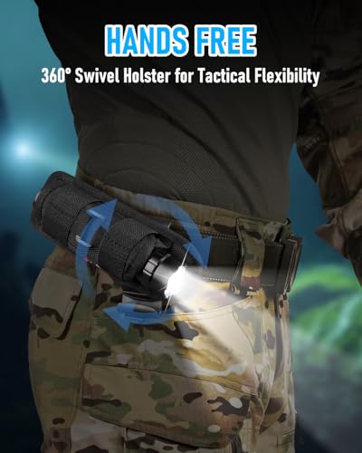 ULTRAFIRE Tactical Flashlight with Holster, Single Mode LED Flashlight 1000 High Lumen Duty Flashlights with Belt Holster and Charger, Bright Small Flash Light WF-501B - Image 4