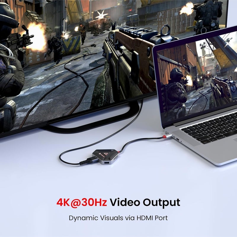 Portronics محور Mport 6C USB C (6 في 1) محول متعدد المنافذ مع HDMI، 3 منافذ USB 3.0، قارئ بطاقات microSD و SD للكمبيوتر المحمول، الكمبيوتر الشخصي، ماك (أسود) - Image 3