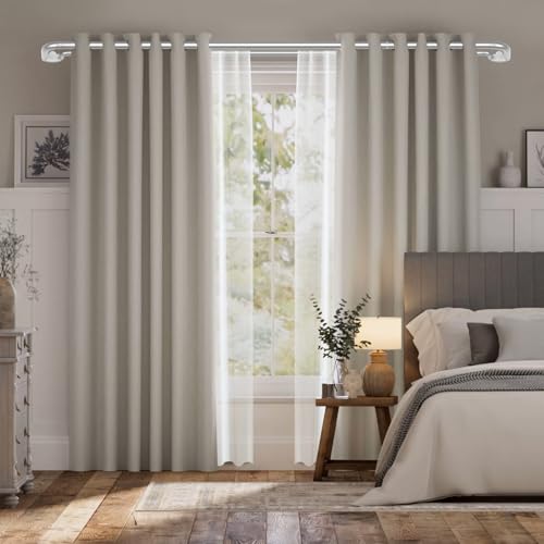 HOTOZON Double Curtain Rods 32 to 58 Inches, HOTOZON Blackout Double Curtain Rods for Windows 20 to 54 Inches (1.6-4.5 ft), 6/8 Inches Wrap Around Room Darkening Telescoping Drapery Rod, Silver - Image 5