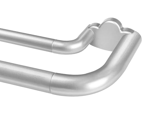 HOTOZON Double Curtain Rods 32 to 58 Inches, HOTOZON Blackout Double Curtain Rods for Windows 20 to 54 Inches (1.6-4.5 ft), 6/8 Inches Wrap Around Room Darkening Telescoping Drapery Rod, Silver - Image 1