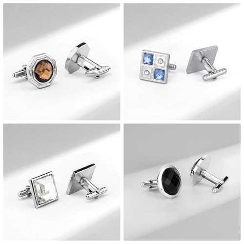 Wynameleri Fashion Cufflinks for Men Crystal Vintage Cufflinks Colorful Variety Designs with Gift Box 12 pairs - Image 4